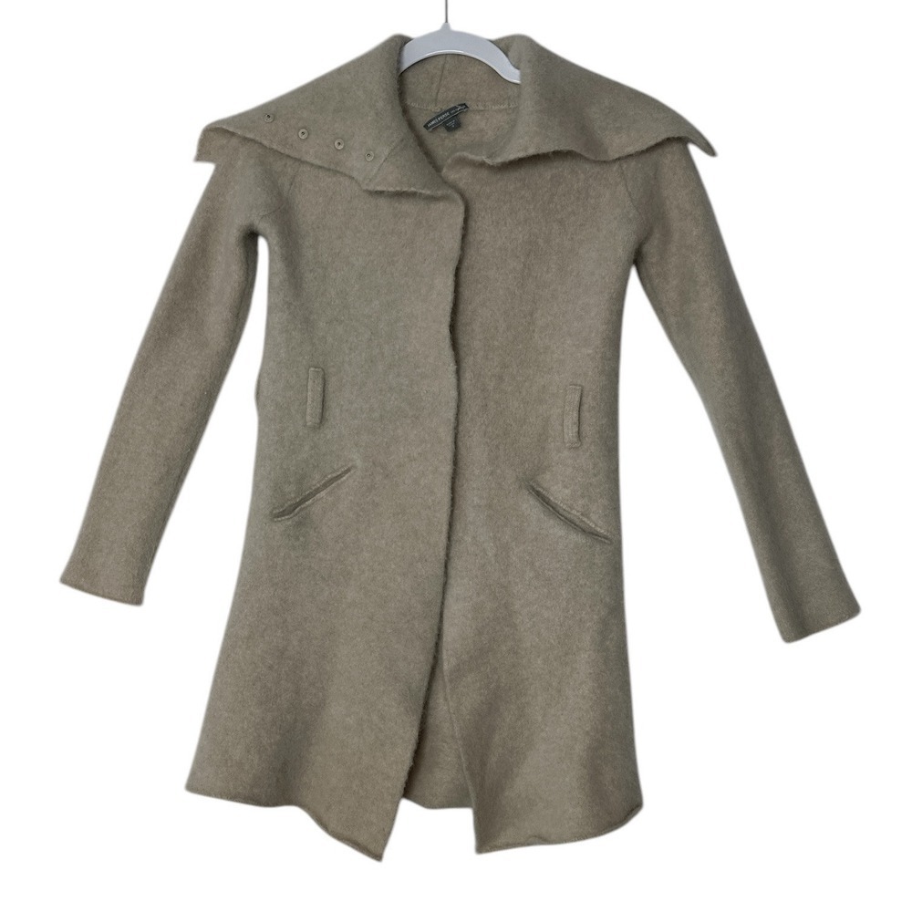 James Perse Sweater Coat Women Size 2 100% Cashmere Beige Old Money Cozy No Belt